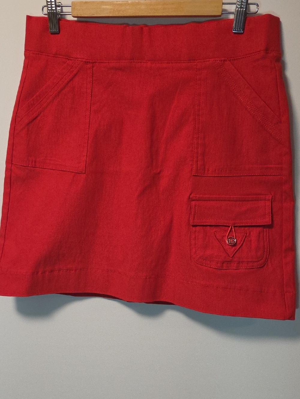 Le Grenier Red Skort Cotton Pull On Cargo Pockets Casual M
